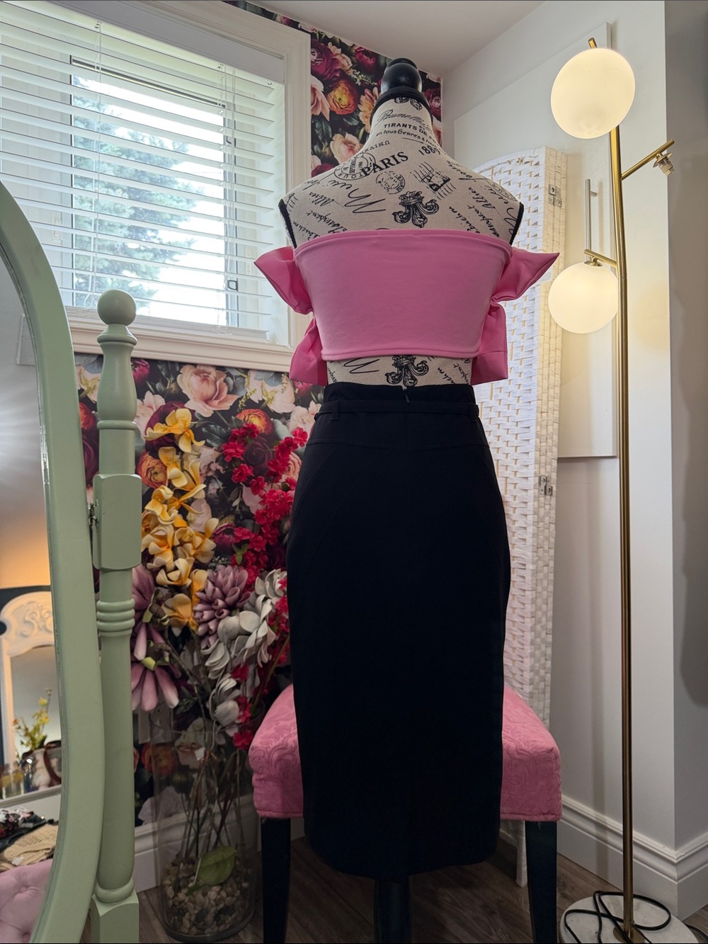 cleo Black High-Waist Pencil Skirt with Slim Waistband - Picture 11 of 16